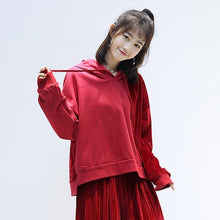 Load image into Gallery viewer, HziriP Patchwork Color Drawstring Hooded Tops 2017 Autumn Pink and Gray Loose Pullovers Women Long Sleeve Casual Sweatshirt Coat