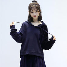 Load image into Gallery viewer, HziriP Patchwork Color Drawstring Hooded Tops 2017 Autumn Pink and Gray Loose Pullovers Women Long Sleeve Casual Sweatshirt Coat