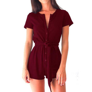 Button-Up Romper With Sash