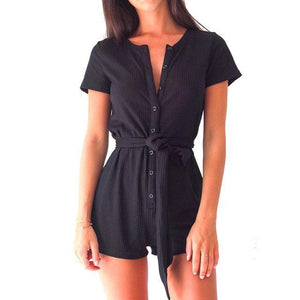 Button-Up Romper With Sash