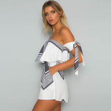Load image into Gallery viewer, Ruffled Off-Shoulder Romper