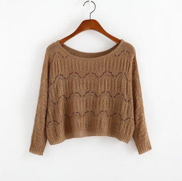 Hollow Out Knitted Crop Sweater