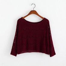 Load image into Gallery viewer, Hollow Out Knitted Crop Sweater
