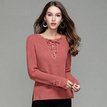 Load image into Gallery viewer, Knitted Lace-Up Sweater