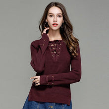 Load image into Gallery viewer, Knitted Lace-Up Sweater