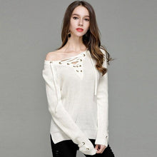 Load image into Gallery viewer, Knitted Lace-Up Sweater