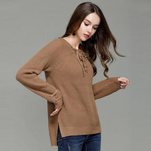 Load image into Gallery viewer, Knitted Lace-Up Sweater