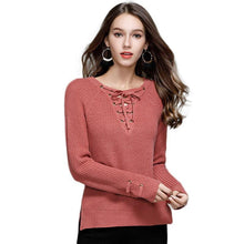 Load image into Gallery viewer, Knitted Lace-Up Sweater