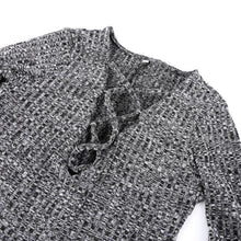 Load image into Gallery viewer, Lace-Up  V- Neck Knitted Shirt