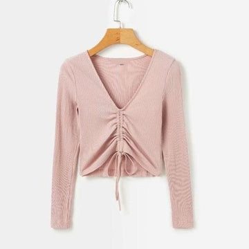 Ruched V-Neck Shirt