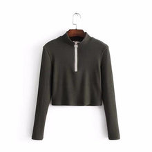 Load image into Gallery viewer, Solid Zip-Up Stand Collar Shirt