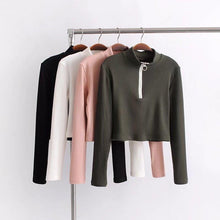Load image into Gallery viewer, Solid Zip-Up Stand Collar Shirt