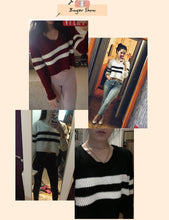 Load image into Gallery viewer, Striped Crop knitted Sweater