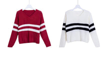 Load image into Gallery viewer, Striped Crop knitted Sweater
