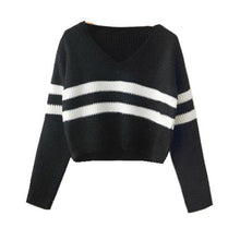 Load image into Gallery viewer, Striped Crop knitted Sweater