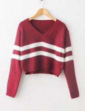 Load image into Gallery viewer, Striped Crop knitted Sweater