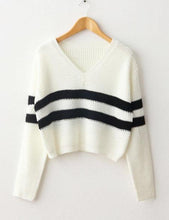 Load image into Gallery viewer, Striped Crop knitted Sweater