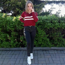 Load image into Gallery viewer, Striped Crop knitted Sweater