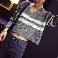 Load image into Gallery viewer, Striped Crop knitted Sweater