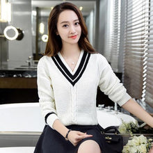 Load image into Gallery viewer, Striped V-Neck Sweater