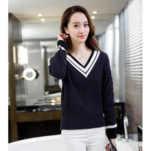 Load image into Gallery viewer, Striped V-Neck Sweater