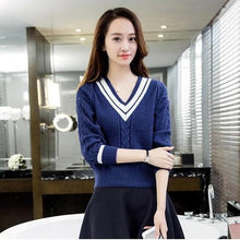 Load image into Gallery viewer, Striped V-Neck Sweater