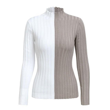 Two Tone Turtleneck Knitted Shirt