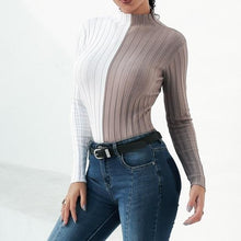 Load image into Gallery viewer, Two Tone Turtleneck Knitted Shirt