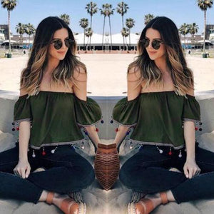 Army Green Off-Shoulder