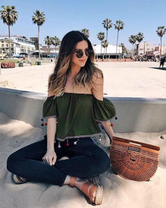 Army Green Off-Shoulder