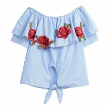Load image into Gallery viewer, Floral Embroidery Off-Shoulder
