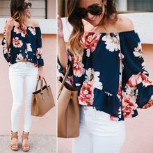 Load image into Gallery viewer, Floral Printed Off-Shoulder