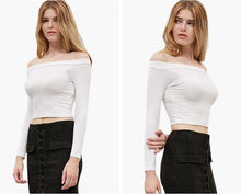 Load image into Gallery viewer, Solid Crop Knitted Off-Shoulder