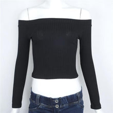 Load image into Gallery viewer, Solid Crop Knitted Off-Shoulder