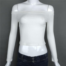 Load image into Gallery viewer, Solid Crop Knitted Off-Shoulder