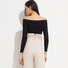 Load image into Gallery viewer, Solid Crop Knitted Off-Shoulder