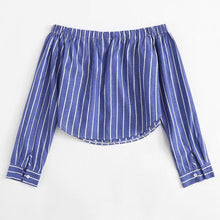 Load image into Gallery viewer, Striped Button-Up Off-Shoulder