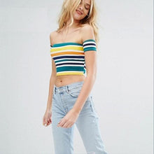 Load image into Gallery viewer, Striped Crop Off-Shoulder