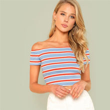 Load image into Gallery viewer, Striped Crop Off-Shoulder