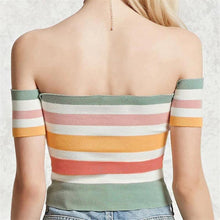 Load image into Gallery viewer, Striped Crop Off-Shoulder