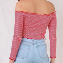 Load image into Gallery viewer, Striped Crop Off-Shoulder