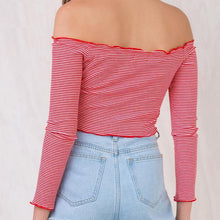 Load image into Gallery viewer, Striped Crop Off-Shoulder
