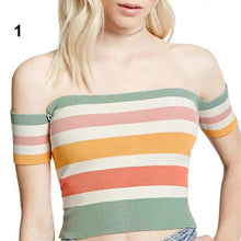 Load image into Gallery viewer, Striped Crop Off-Shoulder