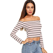 Load image into Gallery viewer, Striped Knitted Off -Shoulder