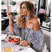 Load image into Gallery viewer, Striped Off-Shoulder with Choker