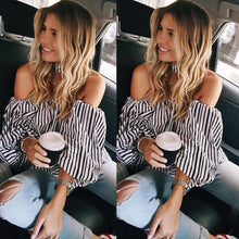 Load image into Gallery viewer, Striped Off-Shoulder with Choker
