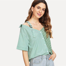 Load image into Gallery viewer, Striped &amp; Polka Dot Off-Shoulder