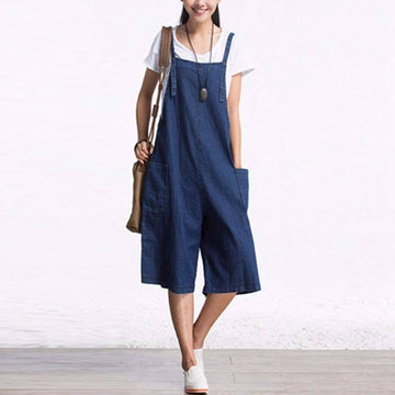 Overall Wide Leg Denim Pants