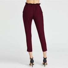 Load image into Gallery viewer, Burgundy Bow Tie Elastic Waist Pants