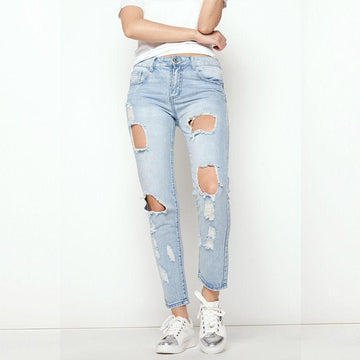 Ripped High Waist Denim Jeans